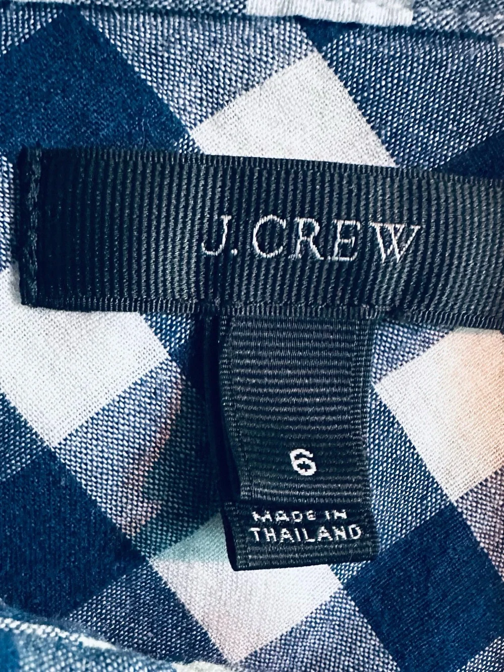 J. Crew Navy and White Gingham Button-Down Shirt